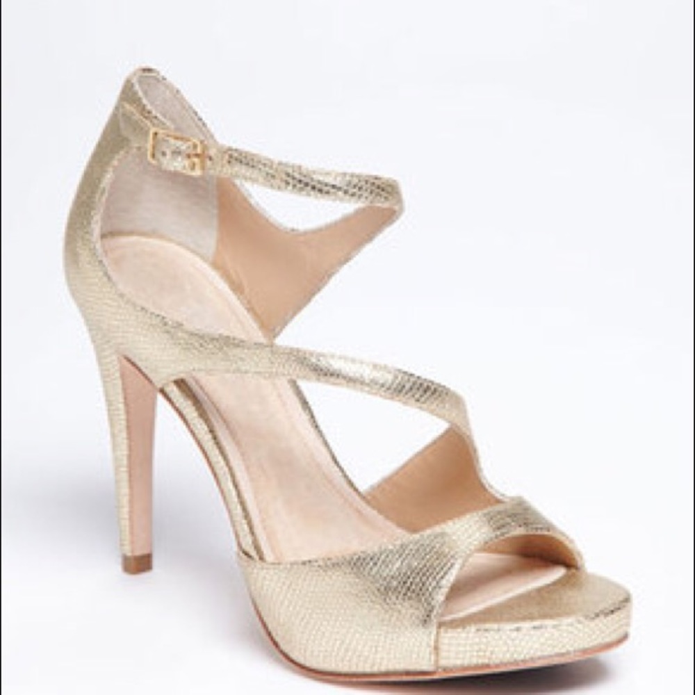 Diane Von Furstenburg Jujette Gold Sandal Heel